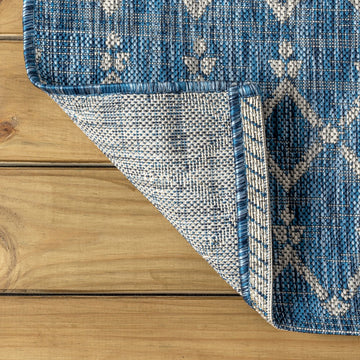 Ourika Moroccan Geometric Textured Weave Indoor/outdoor Square Rug